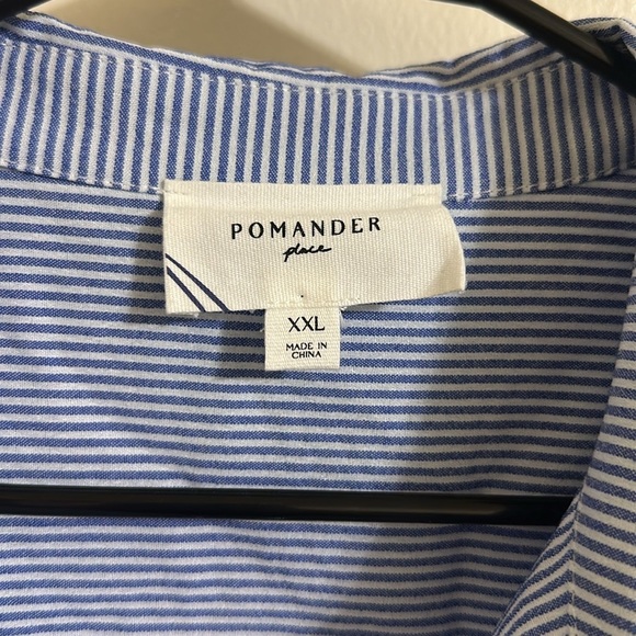 EUC Pomander Place Tuckernuck Striped Button Down Tunic Blouse XXL - Picture 2 of 5